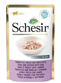 schesir-dla-kotow-single-dish-tunczyk-z-kurczakiem-i-szynka-50g