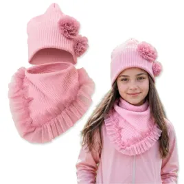 komplet-dziewczecy-54-58-czapka-roze-tiul-chusta-prazek-wiosna-puder-roz