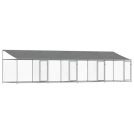 klatka-dla-psa-z-dachem-i-drzwiami-szara-8x2x2-m-stal