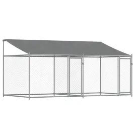 klatka-dla-psa-z-dachem-i-drzwiami-szara-4x2x2-m-stal