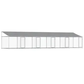 klatka-dla-psa-z-dachem-i-drzwiami-szara-10x2x2-m-stal