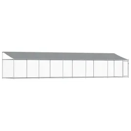 klatka-dla-psa-z-dachem-i-drzwiami-szara-10x2x2-m-stal