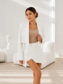 Zdjęcie produktu wiskoza 95% Krótki żakiet blazer Gossip biały cropped elegancki uniwersalny