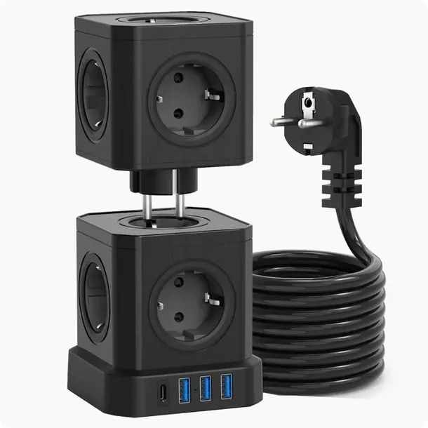 voomy-stack-power-cube-10-2m-power-socket-3-usb-a-and-1-usb-c-20w-czarny
