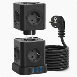 voomy-stack-power-cube-10-2m-power-socket-3-usb-a-and-1-usb-c-20w-czarny