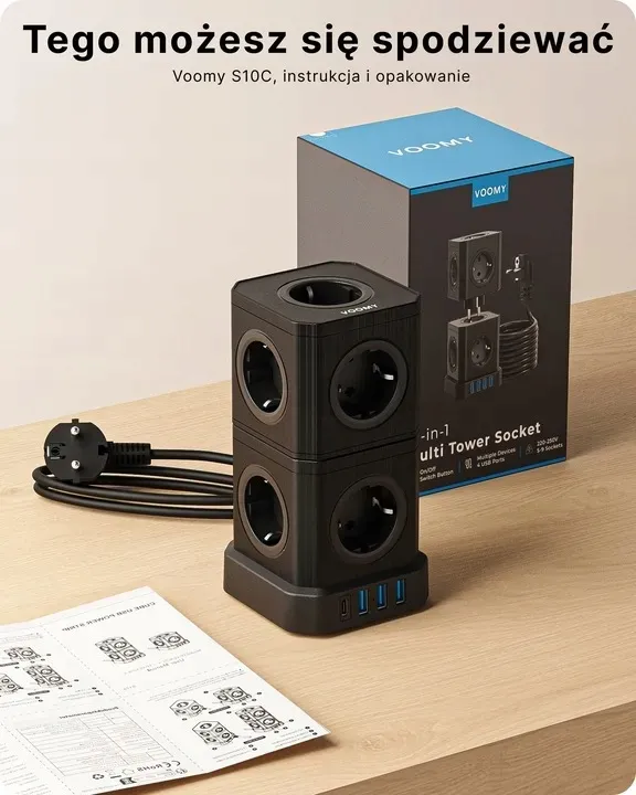 voomy-stack-power-cube-10-2m-power-socket-3-usb-a-and-1-usb-c-20w-czarny