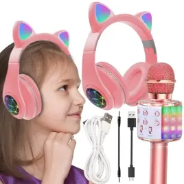zestaw-sluchawki-nauszne-dla-dzieci-kocie-uszy-mikrofon-karaoke-bluetooth