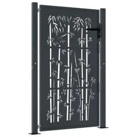 furtka-ogrodowa-antracytowa-105x130-cm-stal-motyw-bambusa