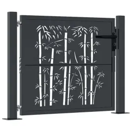 furtka-ogrodowa-antracytowa-105x105-cm-stal-motyw-bambusa