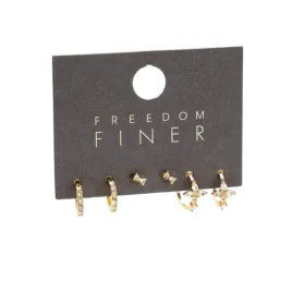 freedom-finer-kolczyki-3pary-wkrety-kolka-kokarda-zlote-stal-30957