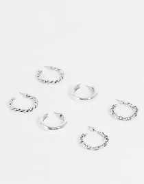 topshop-zestaw-3-srebrnych-kolczykow-kolek