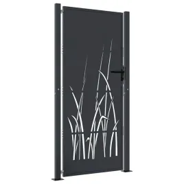 furtka-ogrodowa-antracytowa-105x180-cm-stal-motyw-trawy