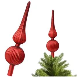 szklany-czerwony-szpic-choinkowy-matowy-zlobiony-czub-na-choinke-31-cm