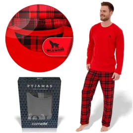 cornette-pizama-meska-wild-wood-bawelniana-czerwona-rozmiar-xxl