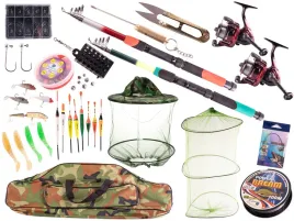 idealny-zestaw-wedkarski-2x-wedka-2x-kolowrotki-27-39m-czapka-grunt