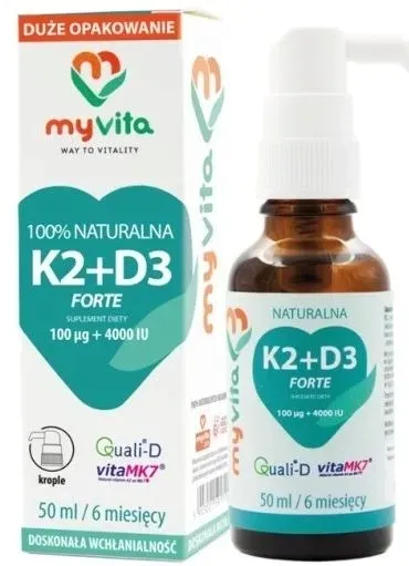 MYVITA NATRALNA K2 MK7 100mcg + D3 4000 iu KROPLE