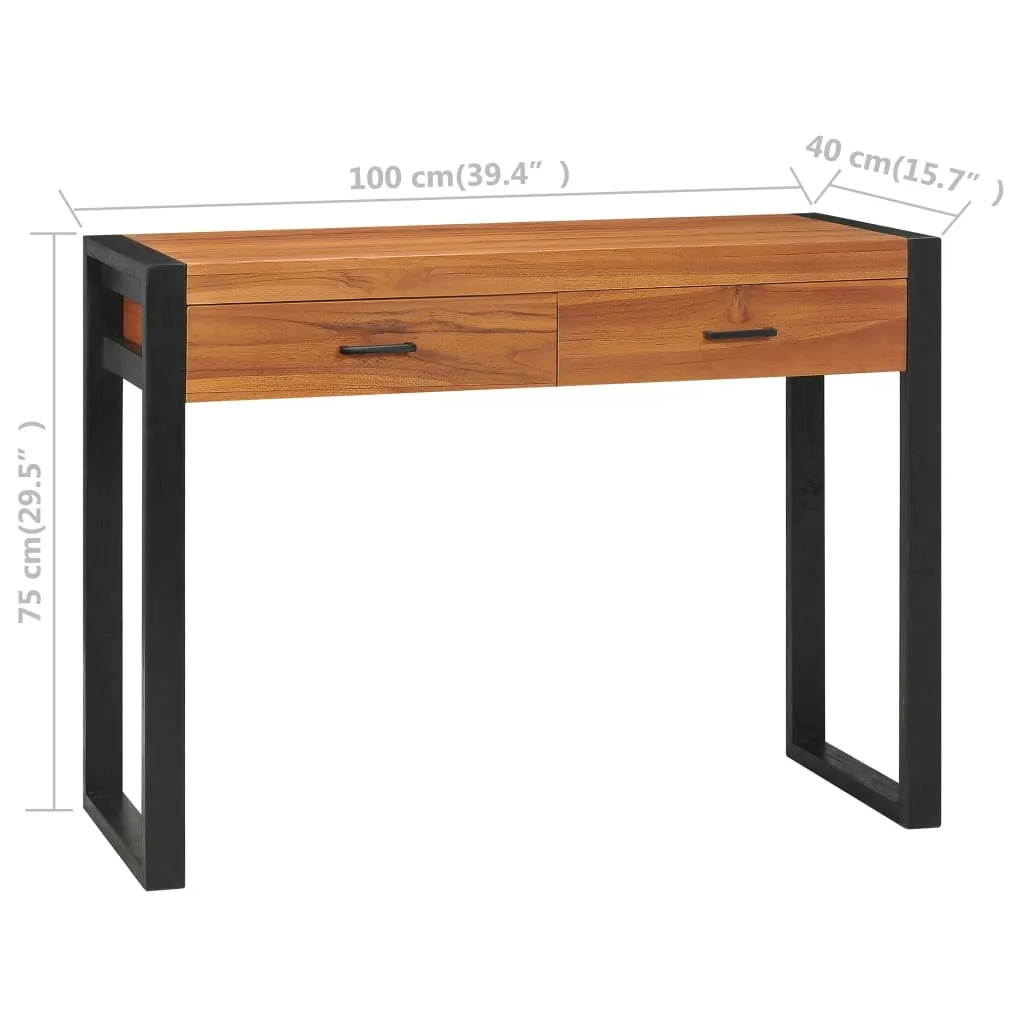 biurko-tekowe-rustykalne-100x40-czarne-stan-nowy