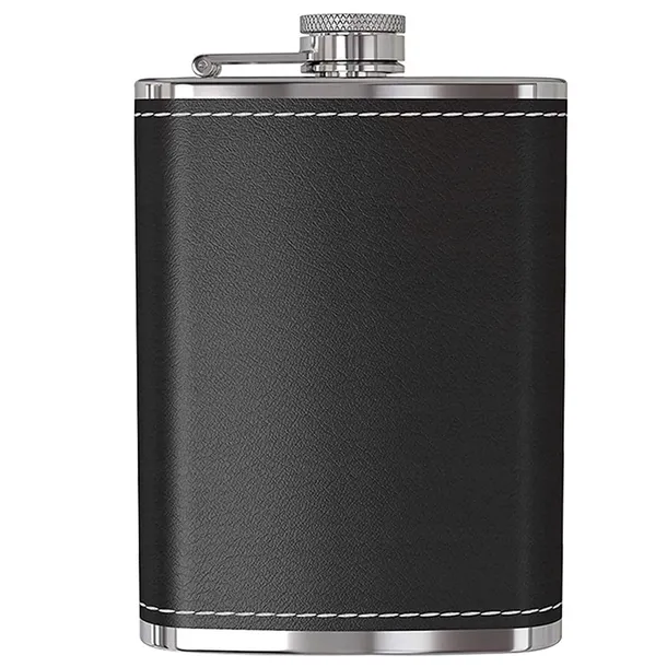 PIERSIÓWKA OBITA SKÓRĄ STAL NIERDZEWNA 240ML 8OZ