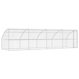 kojec-dla-psa-z-budka-4-pcs-ocieplany-8x2x2-m-srebrny-stal