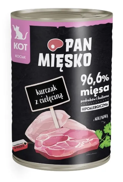 Pan Mięsko Karma mokra dla kota Kurczak z cielęciną (kociak) 400g