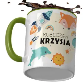 kubek-z-imieniem-dziecka-zwierzatka-gwiazdki-zielona-raczka-dinozaury