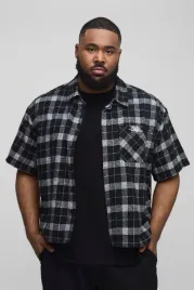 czarno-biala-koszula-z-krotkim-rekawem-boohooman-3xl