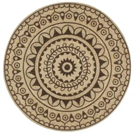 recznie-wykonany-dywanik-juta-ciemnobrazowy-nadruk-120-cm