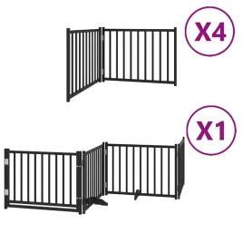 skladana-bramka-dla-psa-z-drzwiami-12-paneli-czarna-960-cm