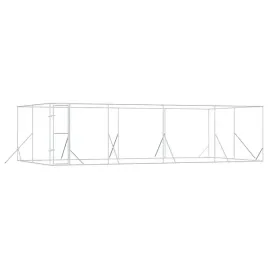 kojec-zewnetrzny-dla-psa-srebrny-8x4x2-m-stal-galwanizowana
