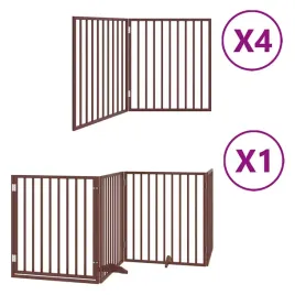 skladana-bramka-dla-psa-z-drzwiami-12-paneli-brazowa-960-cm