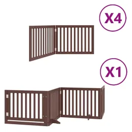 skladana-bramka-dla-psa-z-drzwiami-12-paneli-brazowa-960-cm