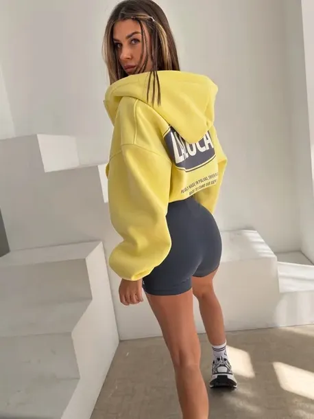 BLUZA LA COCA COMFY FIT ZIP HOODIE CYTRYNA