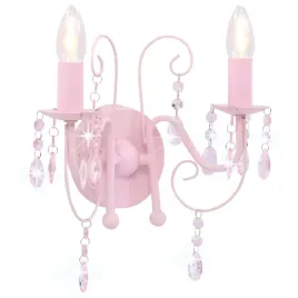 lampa-scienna-z-koralikami-rozowa-2-zarowki-e14
