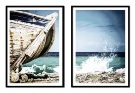 obraz-plakaty-w-ramie-53x73cm-dyptyk-komplet-2-obrazow-lodz-morze-p2144
