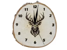 zegar-scienny-plaster-brzozy-jelen-dzik-motyw-mysliwski-20-25cm-grawerowany