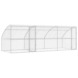kojec-dla-psa-z-budka-3-pcs-ocieplany-6x2x2-m-srebrny-stal