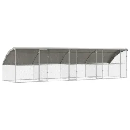 kojec-dla-psa-z-budka-4-pcs-ocieplany-8x2x2-m-srebrny-stal