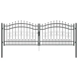 bramka-ogrodzeniowa-z-ostrym-szczytem-szary-305-x-100-cm-stal
