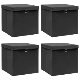 pudelka-z-pokrywami-4-szt-czarne-32x32x32-cm-tkanina