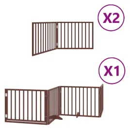 skladana-bramka-dla-psa-z-drzwiami-8-paneli-brazowa-640-cm
