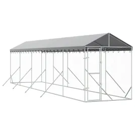 kojec-dla-psa-z-dachem-srebrny-2x10x25m-stal-galwanizowana