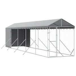 kojec-dla-psa-z-dachem-srebrny-2x10x25m-stal-galwanizowana
