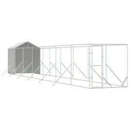 kojec-dla-psa-z-dachem-srebrny-2x14x25m-stal-galwanizowana