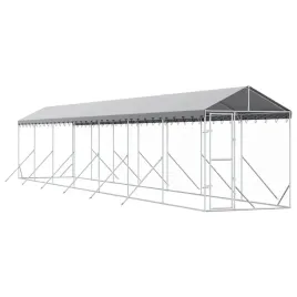 kojec-dla-psa-z-dachem-srebrny-2x14x25m-stal-galwanizowana