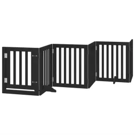 skladana-bramka-dla-psa-z-drzwiami-6-paneli-czarna-300-cm