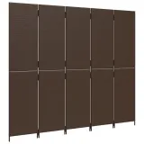 parawan-5-panelowy-brazowy-polirattan-szerokosc-skrzydla-49-cm