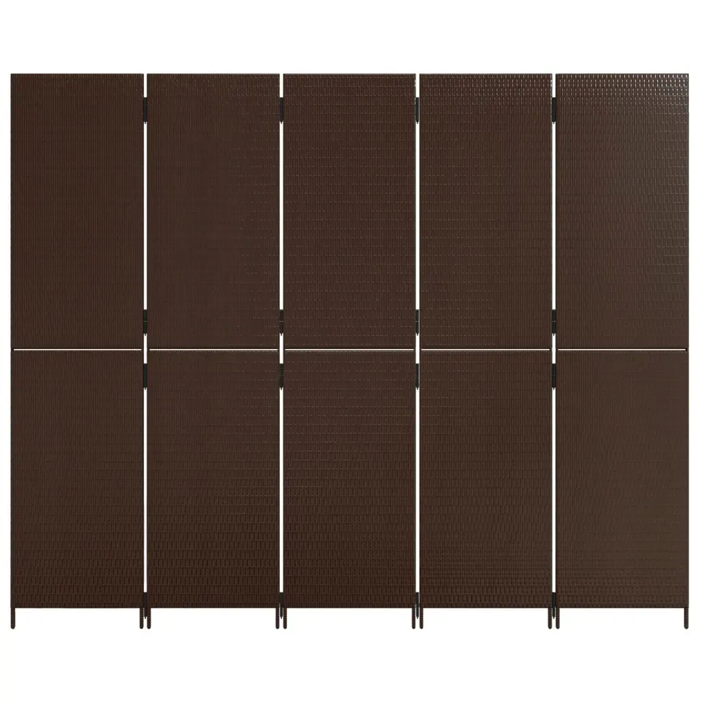 parawan-5-panelowy-brazowy-polirattan-stan-nowy