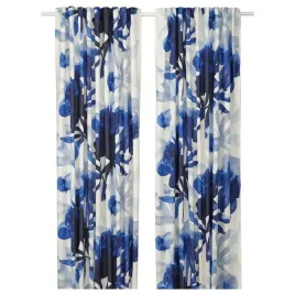 ikea-skogsnassla-zaslona-2-szt-bialy-niebieski-kwiatowy-na-tasmie-145x250cm