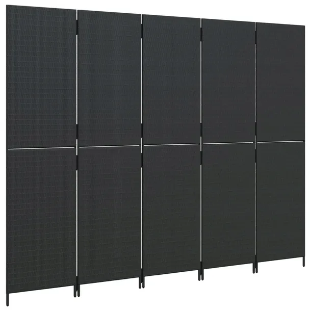 parawan-5-panelowy-czarny-polirattan-szerokosc-parawanu-245-cm