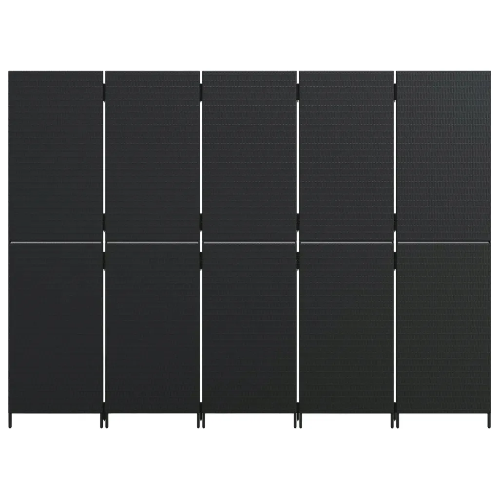parawan-5-panelowy-czarny-polirattan-stan-nowy
